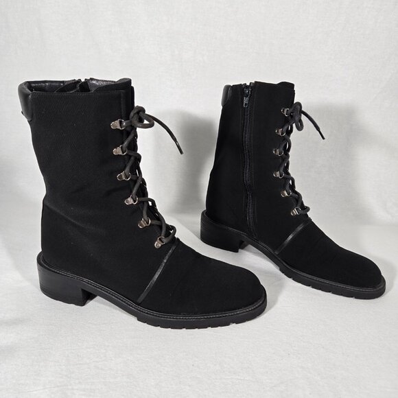 Stuart Weitzman Shoes - STUART WEITZMAN Eclectic Grandpa BLACK Nylon Upper Combat Boots Women Size 7.5B